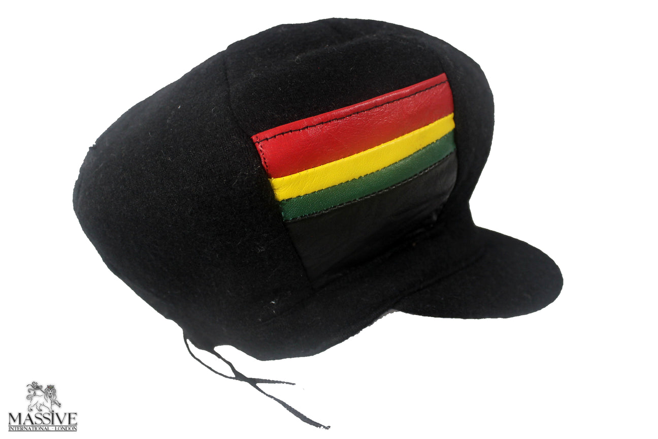 LOCKSMAN black quality wool - W/ Red Gold and Green Leather Pockets ...