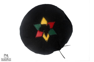 LOCKSMAN black wool - W/ Red Gold and Green Star of David